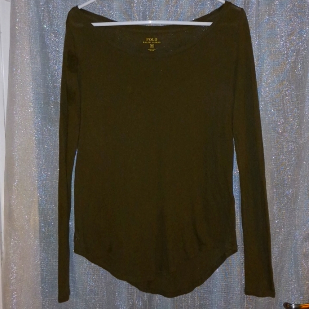 Medium Ralph Lauren Polo olive green long sleeve top